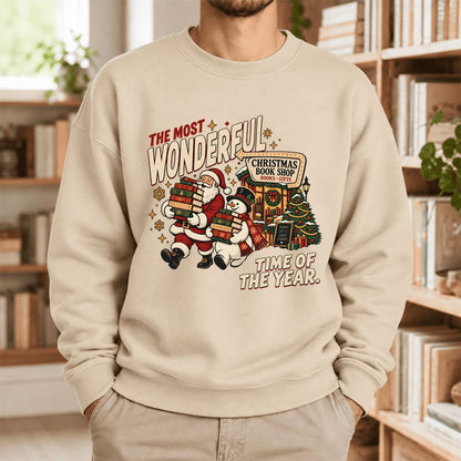 The Most Wonderful Time Softstyle Sweatshirt | Christmas Reader Gift Sand