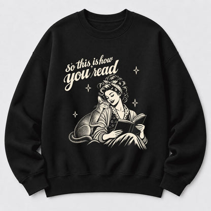 How You Read Abyssinian Softstyle Sweatshirt | Cozy Cat Lover Reader Gift Black