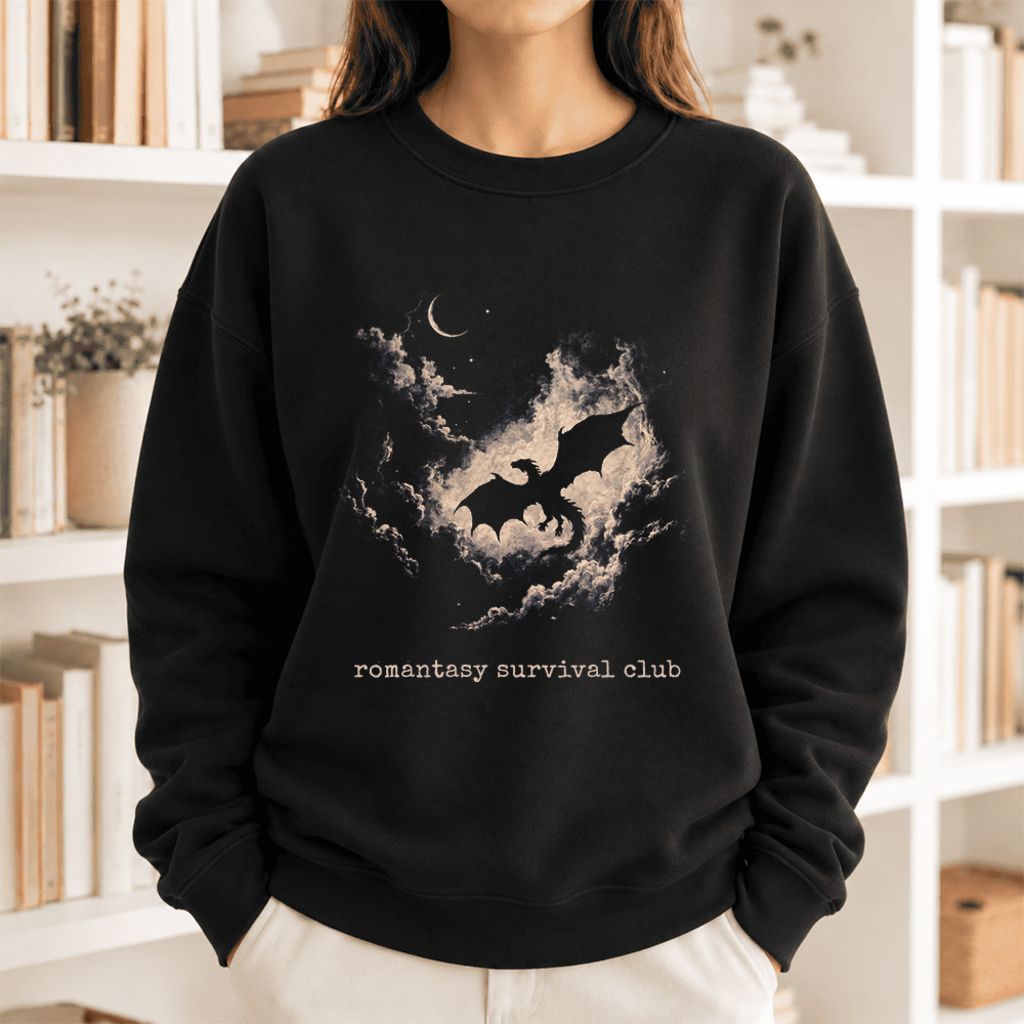 Romantasy Survival Club Softstyle Sweatshirt | Fantasy Reader Gift Black