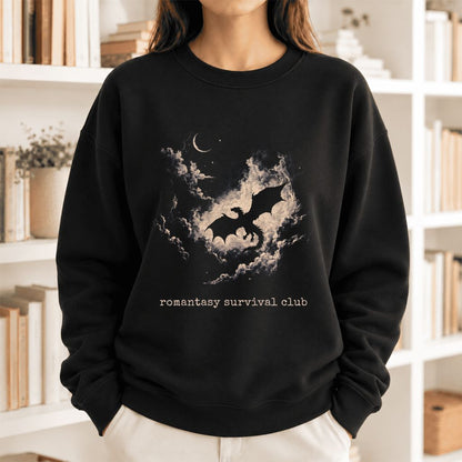 Romantasy Survival Club Softstyle Sweatshirt | Fantasy Reader Gift Black