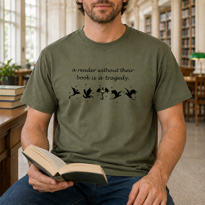 A Reader Without Their Book Softstyle T-Shirt | Book Lover Gift Military Green