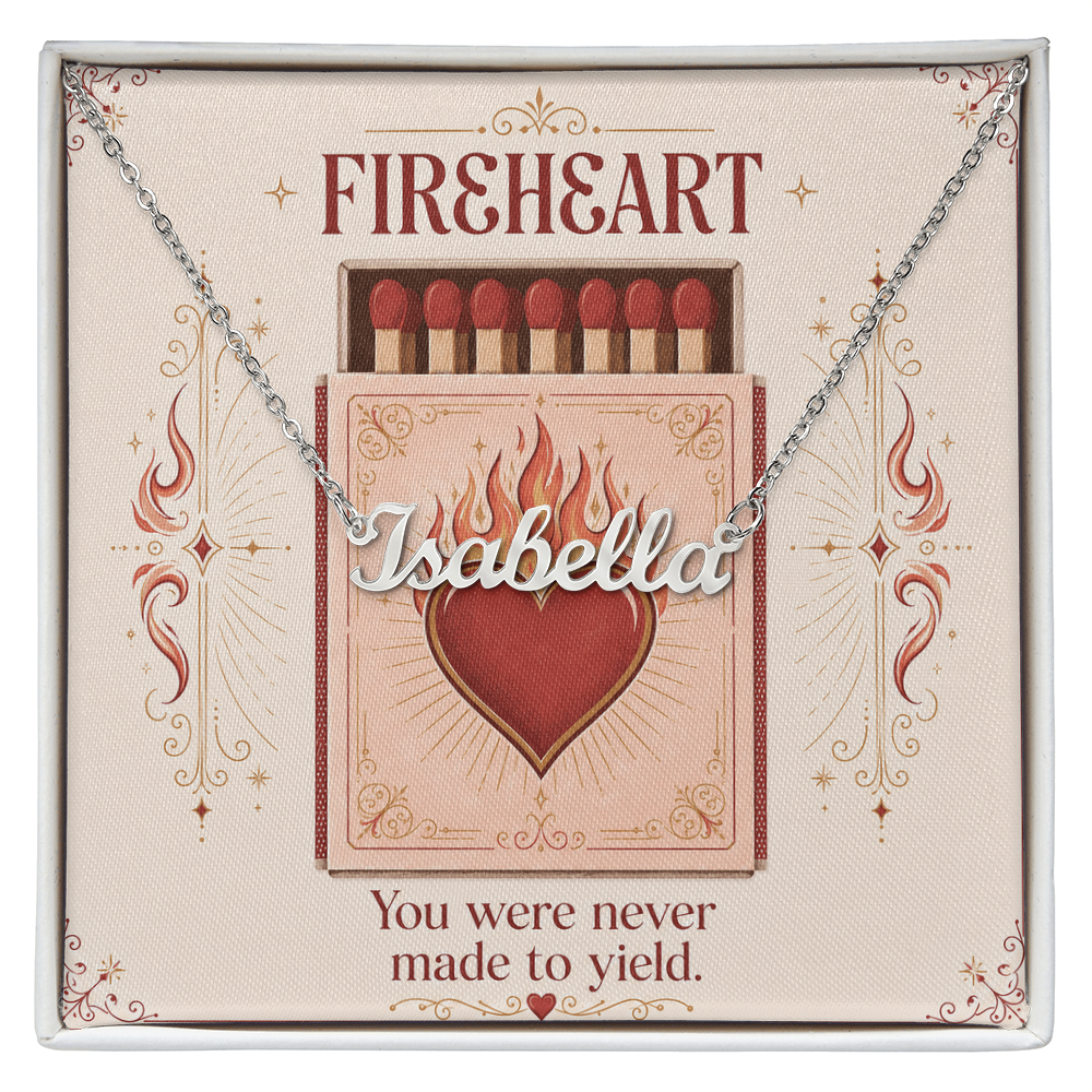 Fireheart Decorative Card And Custom Name Polished Stainless Steel Necklace With Box Book Lover Gift Font 1