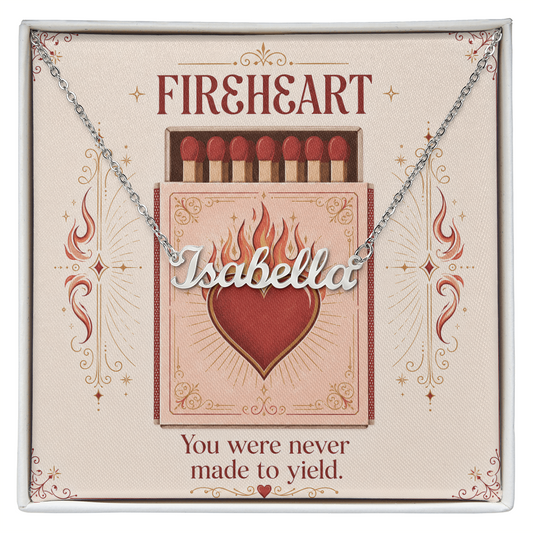 Fireheart Decorative Card And Custom Name Polished Stainless Steel Necklace With Box Book Lover Gift Font 1