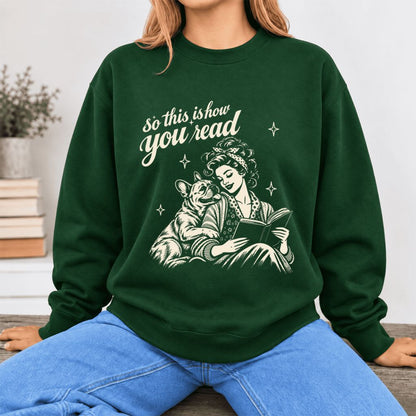 How You Read French Bulldog Softstyle Sweatshirt | Cozy Dog Mom Reader Gift Forest Green