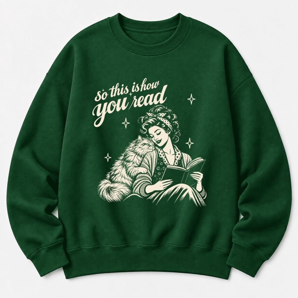 How You Read Persian Softstyle Sweatshirt | Cozy Cat & Book Lover Gift Forest Green