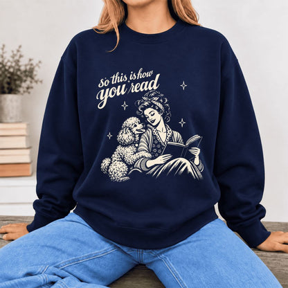 How You Read Poodle Softstyle Sweatshirt | Cozy Dog Mom Reader Gift Navy