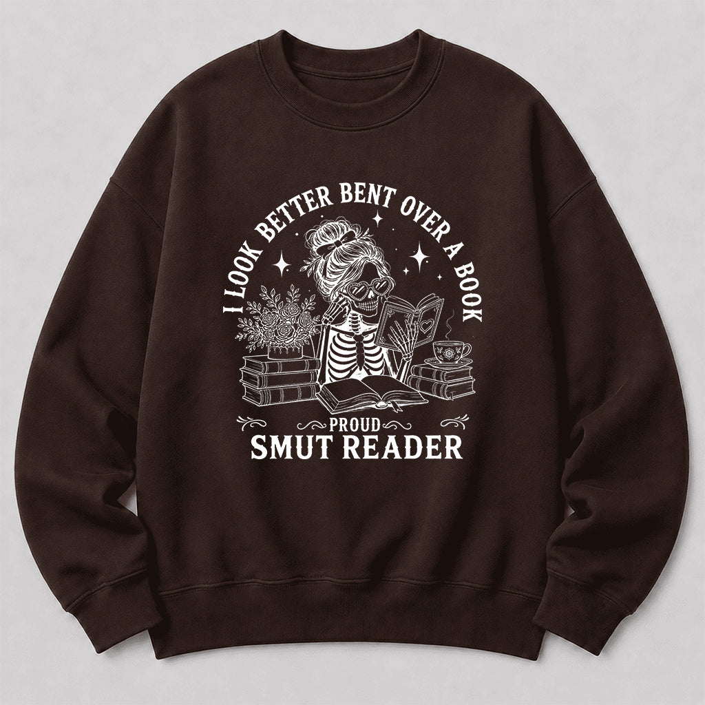 I Look Better Bend Over A Book Crewneck Sweatshirt | Reader Gift Dark Chocolate