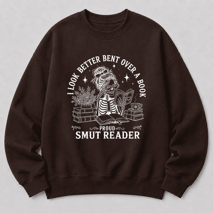 I Look Better Bend Over A Book Crewneck Sweatshirt | Reader Gift Dark Chocolate