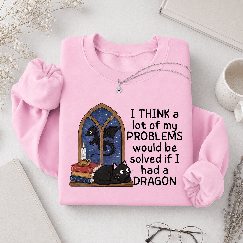 If I Could Have A Dragon Crewneck Sweatshirt | Reader Gift Light Pink