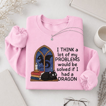 If I Could Have A Dragon Crewneck Sweatshirt | Reader Gift Light Pink