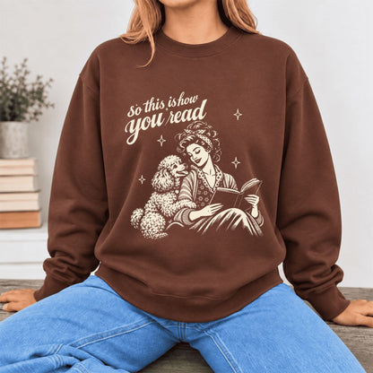 How You Read Poodle Softstyle Sweatshirt | Cozy Dog Mom Reader Gift Cocoa