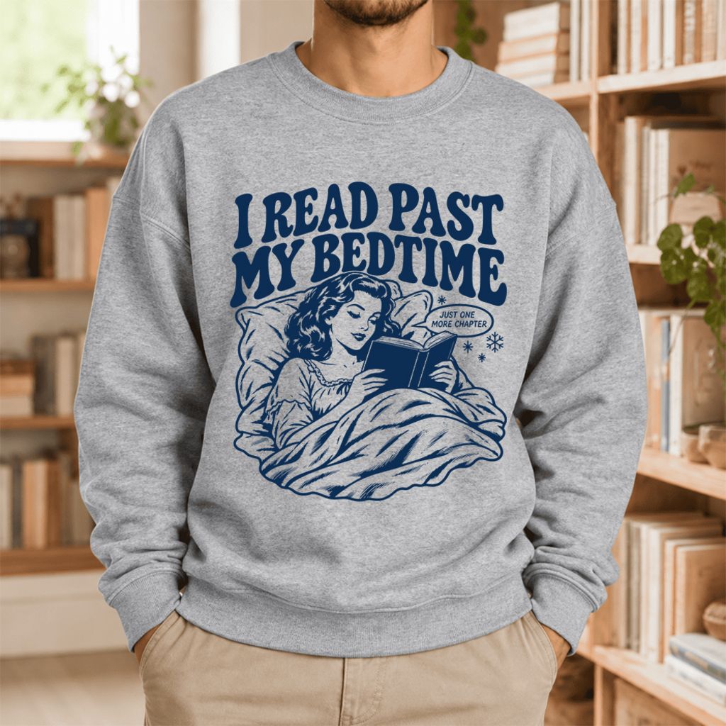 I Read Past My Bed Time Softstyle Sweatshirt | Cozy Reader Gift Sport Grey