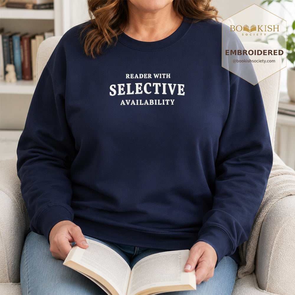 Reader With Selective Availability Embroidered Sweatshirt | Reader Gift Navy