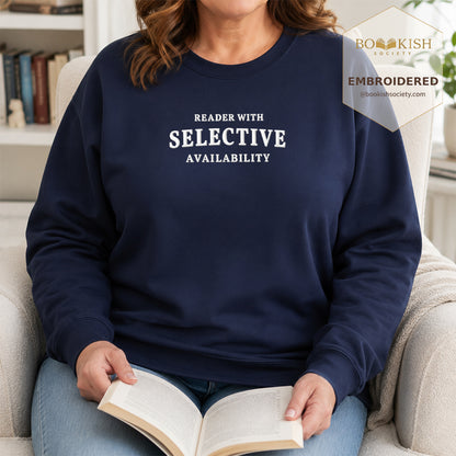 Reader With Selective Availability Embroidered Sweatshirt | Reader Gift Navy