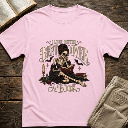 I Look Better Bent Over A Book Printed T-Shirt | Halloween Smut Book Lover Gift Light Pink