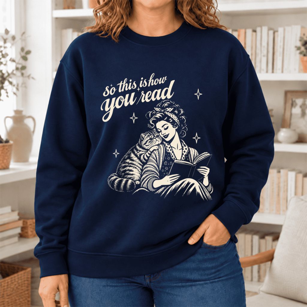 How You Read Exotic Shorthair Softstyle Sweatshirt | Cozy Cat Lover Reader Gift Navy