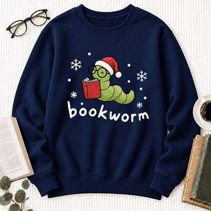 Christmas Bookworm Softstyle Sweatshirt | Christmas Book Lover Gift Navy