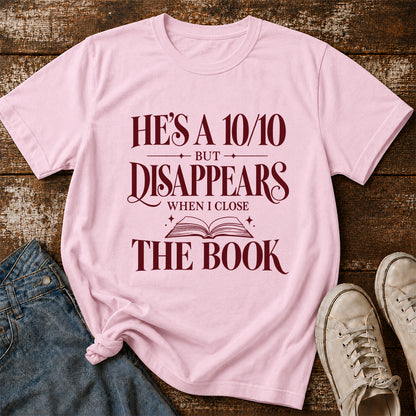 He's A 10/10 Fiction Boyfriend Cotton T-Shirt | Book Lover & Romantasy Reader Gift Light Pink