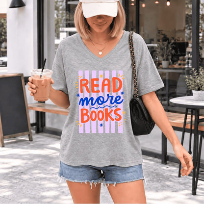 Read More Books Ultra-Soft V-Neck | Energizing Book Lover Gift Athletic Heather