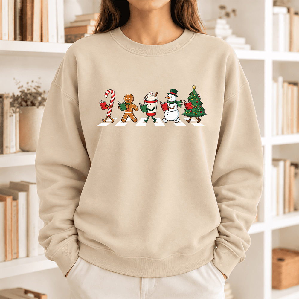 Christmas Reading Parade Softstyle Sweatshirt | Christmas Gift For Readers Sand