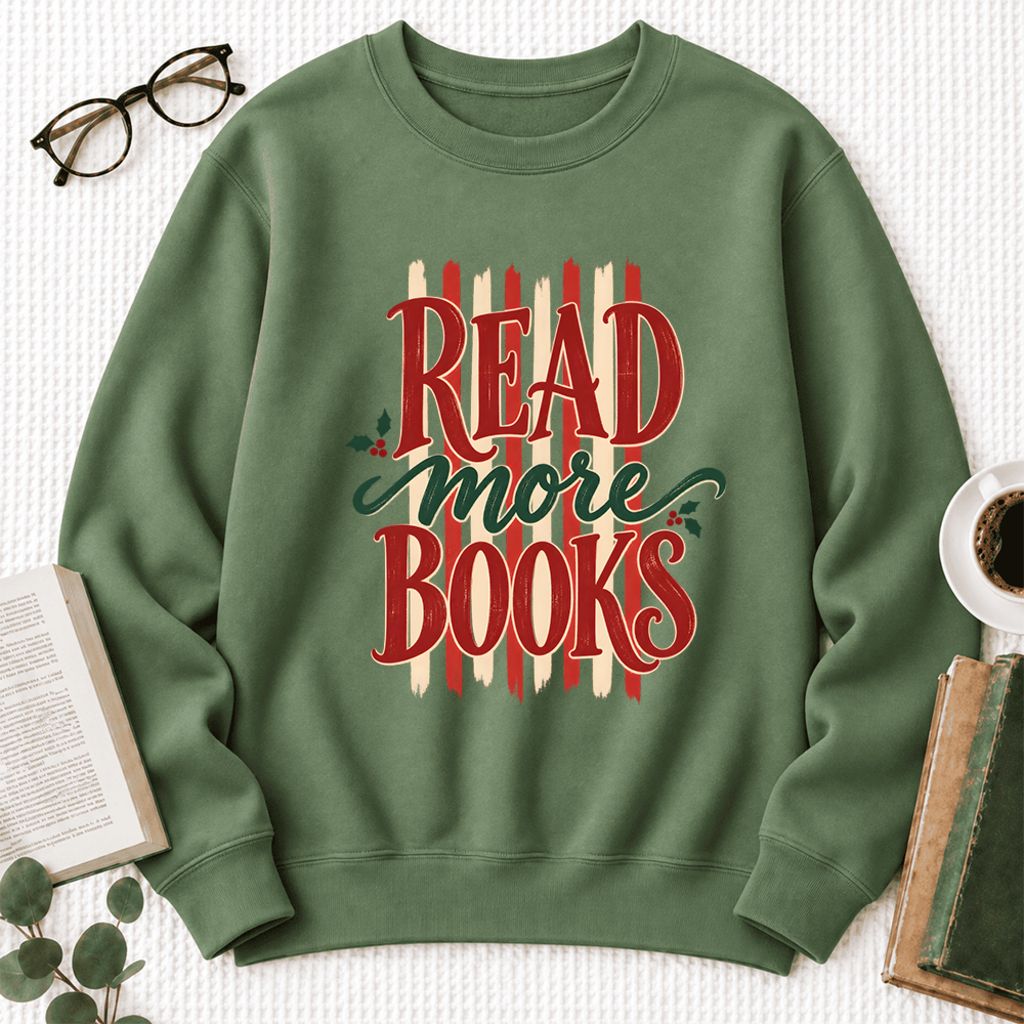 Read More Book Christmas Softstyle Sweatshirt | Christmas Book Lover Gift Military Green