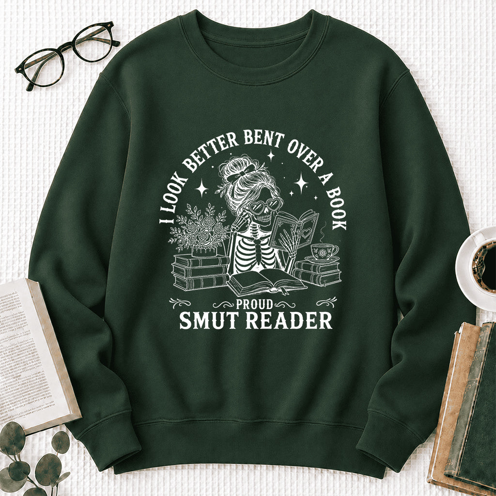 I Look Better Bend Over A Book Crewneck Sweatshirt | Reader Gift Forest Green