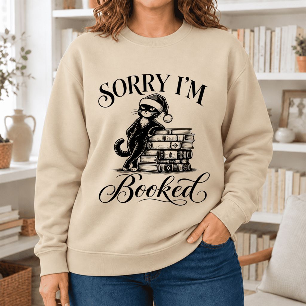 Sorry I'M Booked Softstyle Sweatshirt | Christmas Book Lover Gift Sand