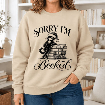 Sorry I'M Booked Softstyle Sweatshirt | Christmas Book Lover Gift Sand