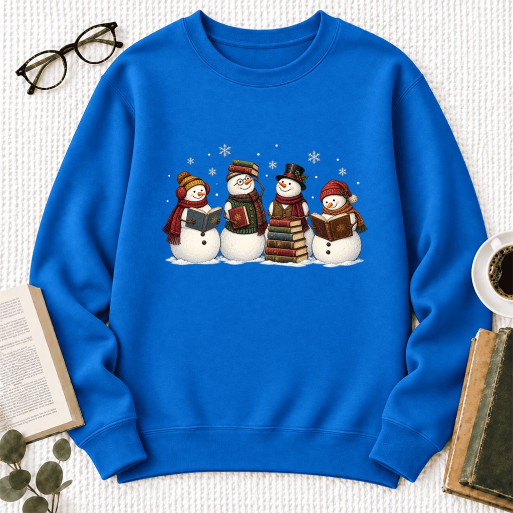 Bookish Snowman Club Softstyle Sweatshirt | Christmas Book Lover Gift Royal