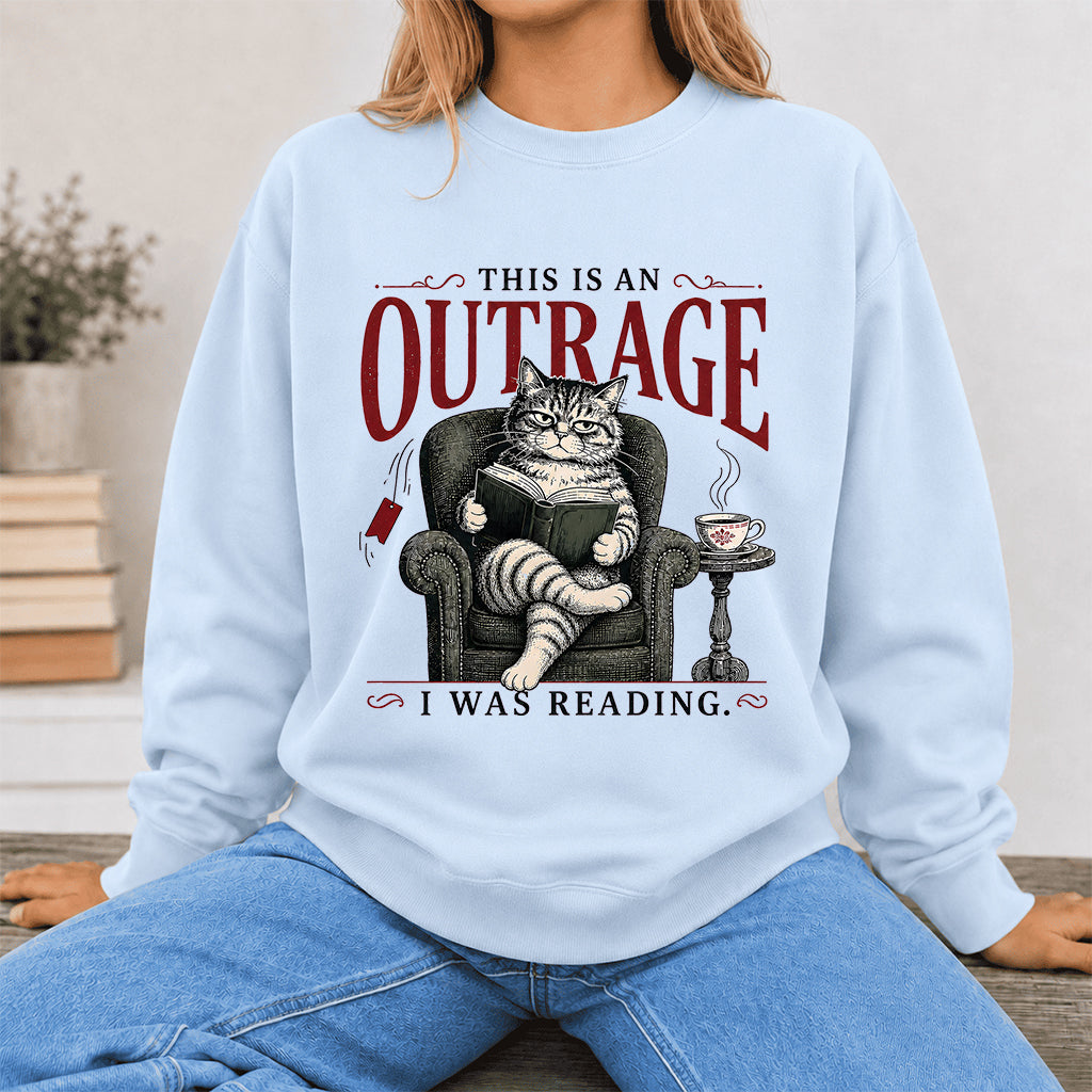 This Is An Outrage Crewneck Sweatshirt | Reader Gift Light Blue