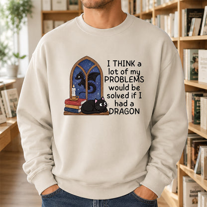 If I Could Have A Dragon Crewneck Sweatshirt | Reader Gift Sand