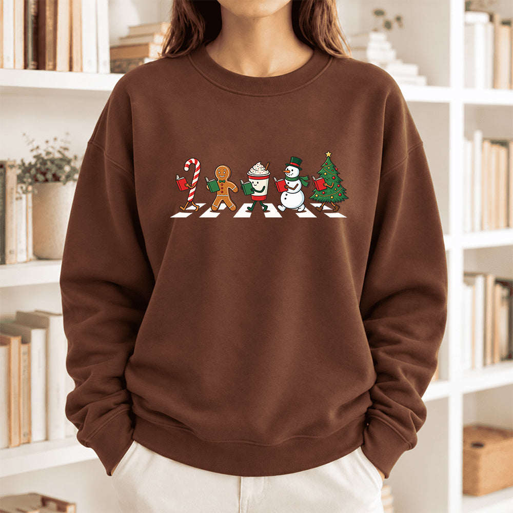 Christmas Reading Parade Softstyle Sweatshirt | Christmas Gift For Readers Cocoa