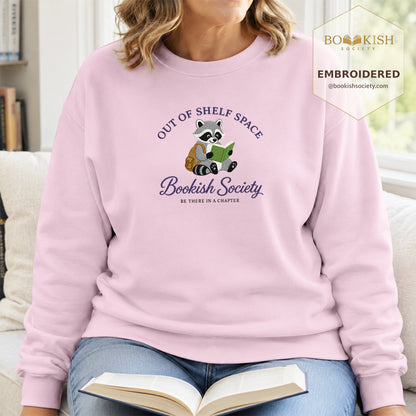 Funny Raccoon Embroidered Sweatshirt | Reader Gift Light Pink