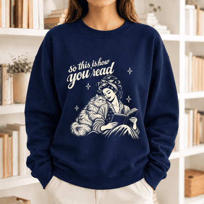 How You Read Persian Softstyle Sweatshirt | Cozy Cat & Book Lover Gift Navy