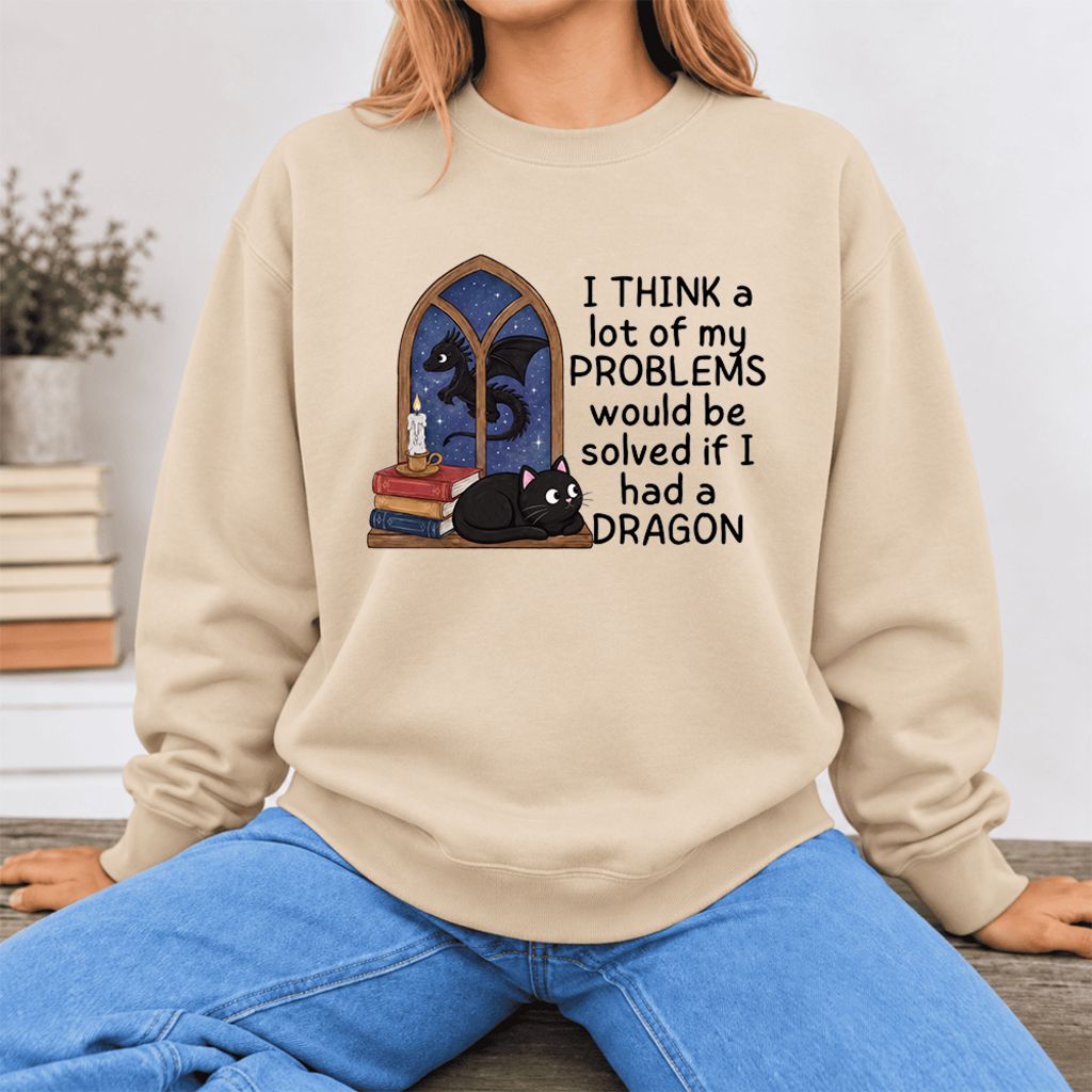 If I Could Have A Dragon Softstyle Sweatshirt | Fantasy Book Lover Gift Sand