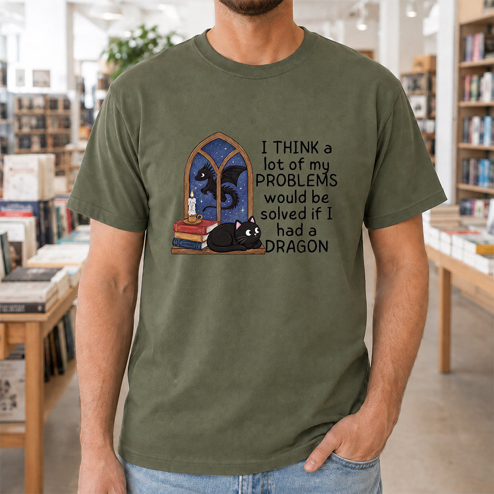 If I Could Have A Dragon Softstyle T-Shirt | Book Lover Gift Military Green