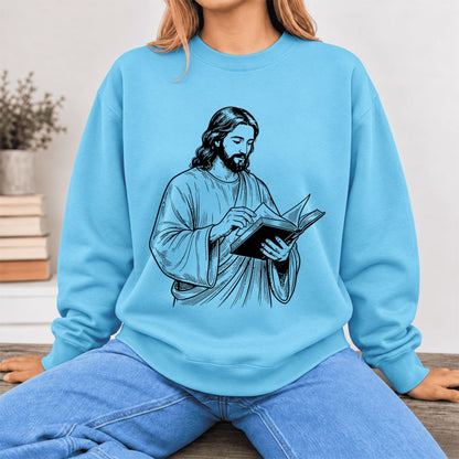 Reading Jesus Softstyle Sweatshirt | Inspiring Reader Gift Sky