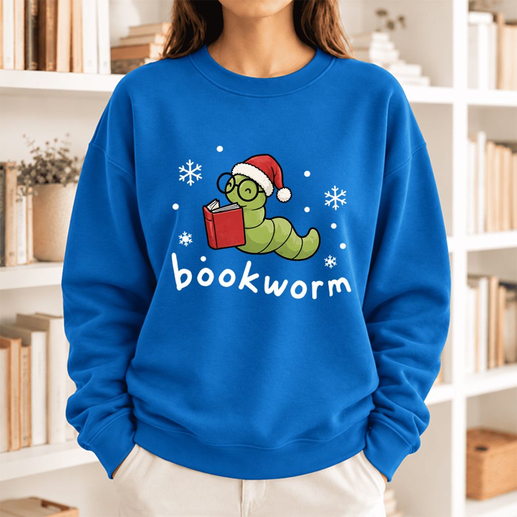 Christmas Bookworm Softstyle Sweatshirt | Christmas Book Lover Gift Royal
