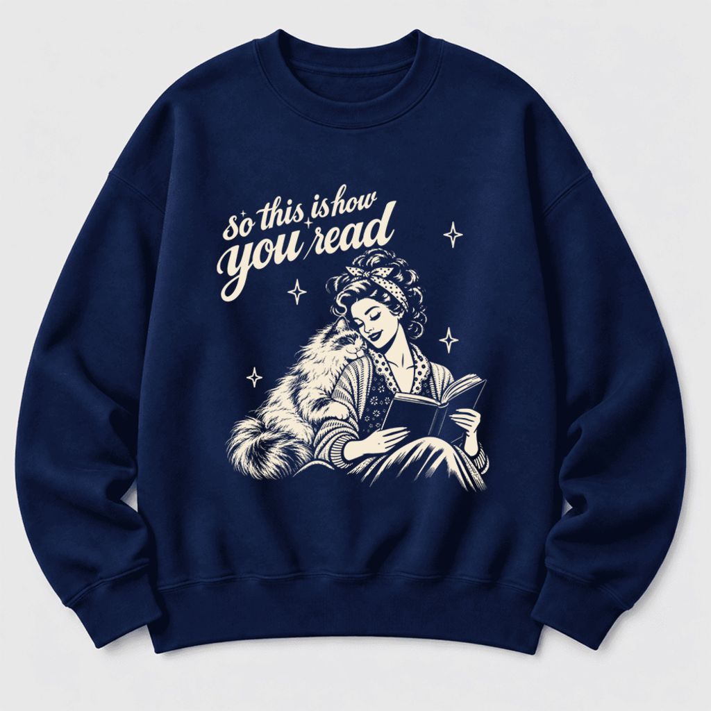 How You Read Ragdoll Softstyle Sweatshirt | Cozy Cat & Book Lover Gift Navy