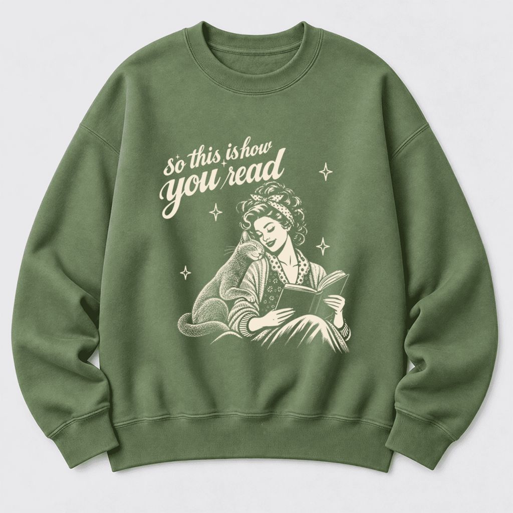 How You Read Russian Blue Softstyle Sweatshirt | Cat Lover Reader Gift Military Green