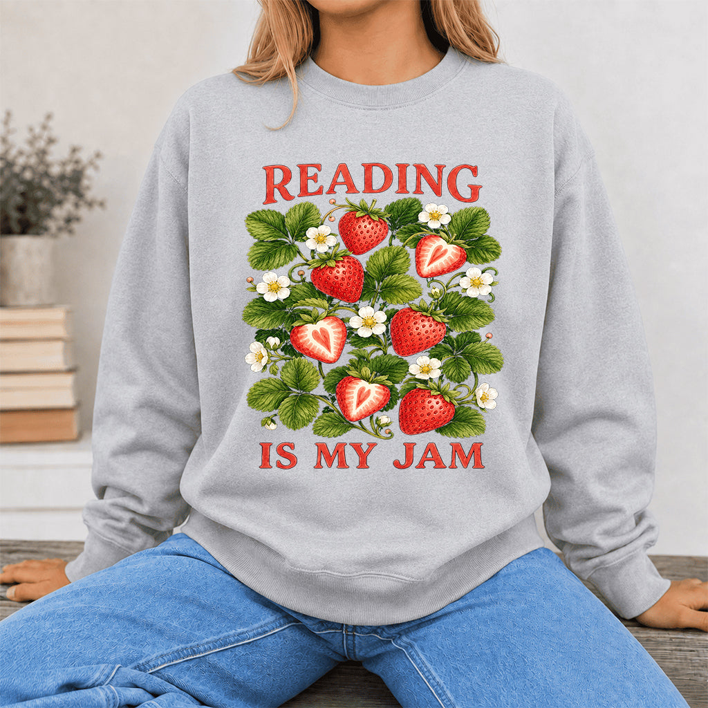 Reading Is My Jam Crewneck Sweatshirt | Reader Gift Sport Grey