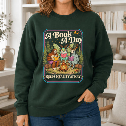 Cryptid Book Club Crewneck Sweatshirt | Reader Gift Forest Green
