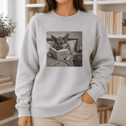 What Makes A Good Boy Crewneck Sweatshirt | Dog Lover Reader Gift Sport Grey
