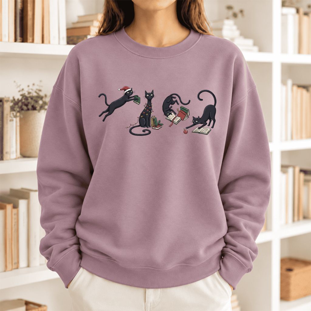 Christmas Reading Cats Softstyle Sweatshirt | Christmas Book Lover Gift Paragon