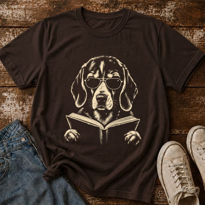 Beagle Reading Book Softstyle T-Shirt | Book Lover Gift Dark Chocolate
