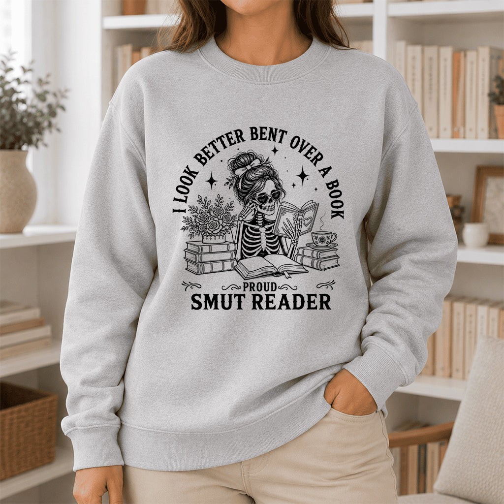I Look Better Bend Over A Book Crewneck Sweatshirt | Reader Gift Sport Grey