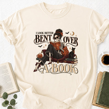 I Look Better Bent Over A Book Printed T-Shirt | Halloween Book Lover Gift Natural