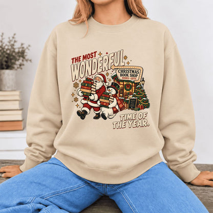 The Most Wonderful Time Softstyle Sweatshirt | Christmas Reader Gift Sand