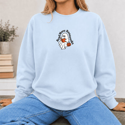 Read More Book Crewneck Sweatshirt | Halloween Reader Gift Light Blue