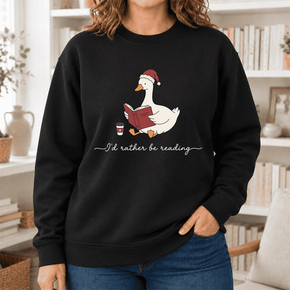 I'D Rather Be Reading Softstyle Sweatshirt | Christmas Book Lover Gift Black